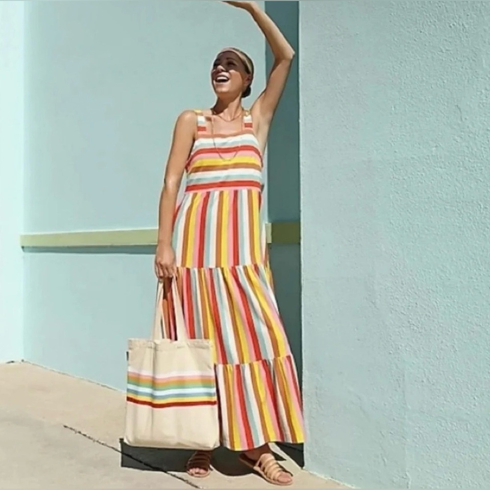 J. Crew Colorful Striped Maxi Dress NWT - has pockets!!